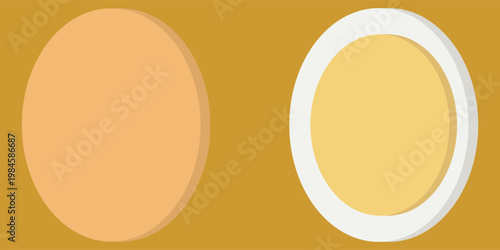 Set of boiled eggs, half, sliced isolated white background.eps,10