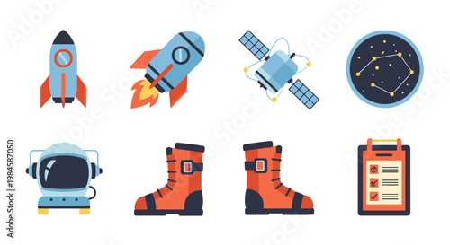 Space Exploration and Astronaut Equipment Illustration