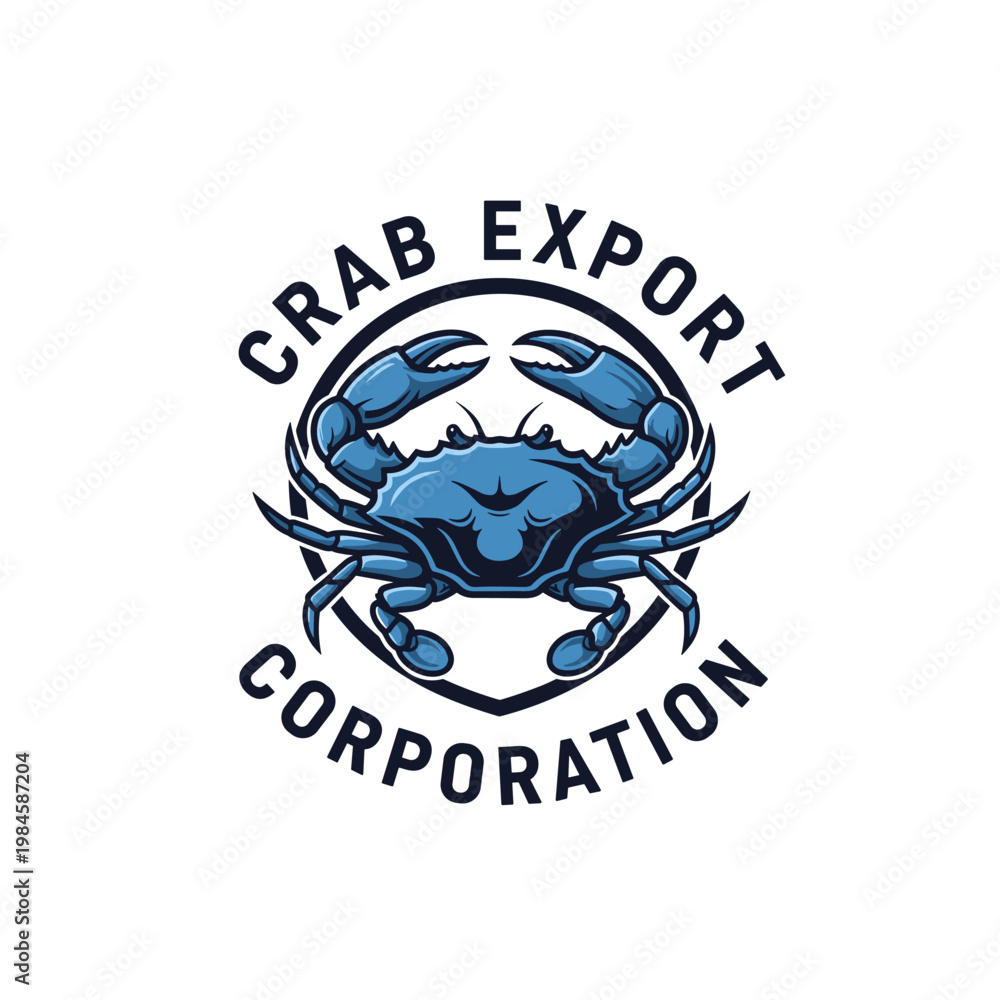 Obraz premium Stylized blue crab logo for an export corporation with bold text