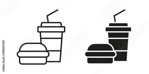 Hamburger soda icon graphic vectors for website design