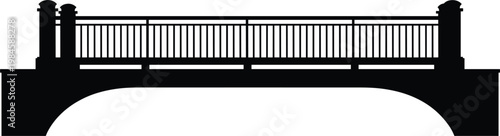 Bridge silhouette structure, classic urban architecture element for city landscape and design illustration