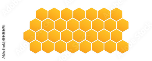 Abstract pattern seamless yellow hexagon honeycombs on a white background. Honey comb background pattern symbol vector design