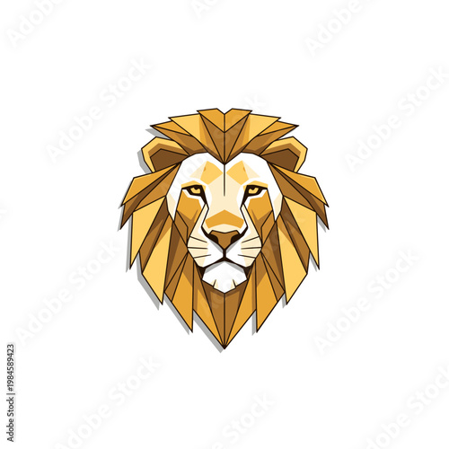 Stylized geometric lion head illustration on white background