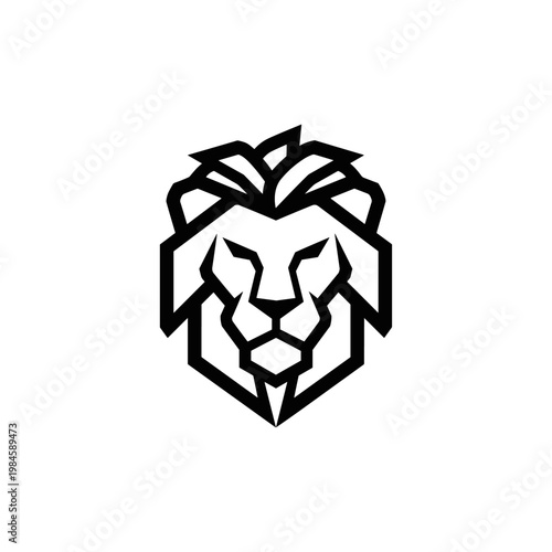 Stylized geometric lion head logo illustration on white background