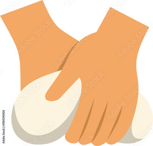 Two hands pressing and kneading soft dough symbolizing baking, cooking, and preparation