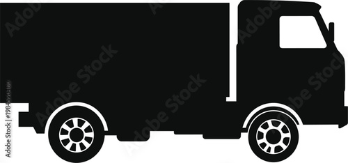 Cargo truck silhouette, delivery transport vehicle for logistics and shipping industry illustration