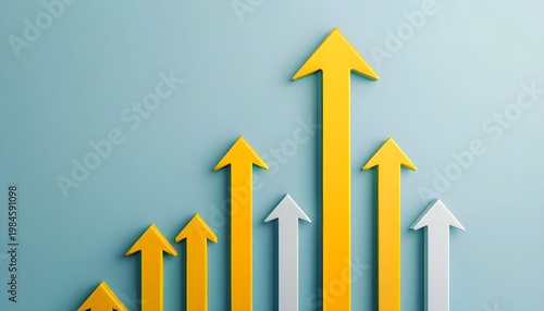 Business Growth Concept with Yellow and White Arrows