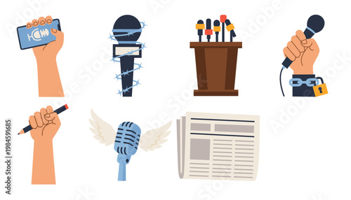 Set of World Press Freedom Day Illustration