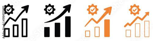 Improvement icon set vector, growth and progress symbols, performance enhancement concept, development and success icons, business optimization elements, clean and modern vector design