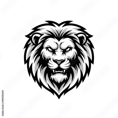 Stylized lion head roaring with fierce expression mascot