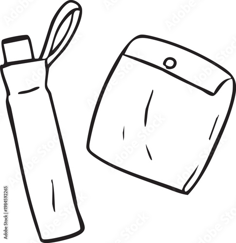 折り畳み傘と雨合羽_線画