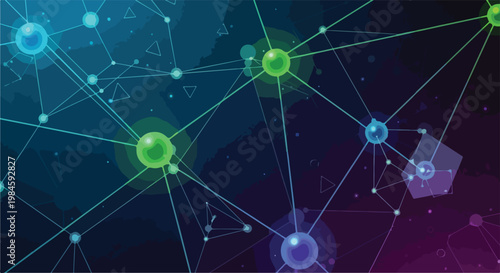 digital network globe with neon connections and abstract gradient lines