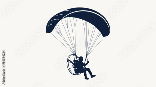 Paragliding Silhouette Vector – Extreme Adventure Air Sport Flying Icon Design