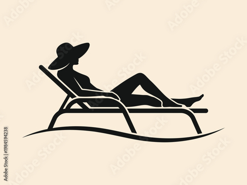 Relaxing Person Lounging Chair Silhouette – Minimal Leisure Rest Icon Vector