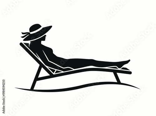 Relaxing Person Lounging Chair Silhouette – Minimal Leisure Rest Icon Vector