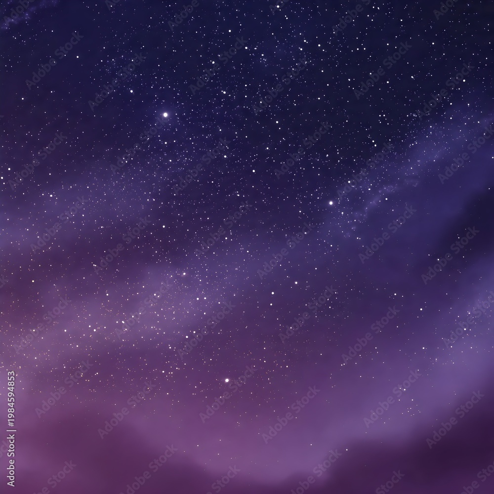 Fototapeta premium Purple starry night sky with magical galaxy clouds background