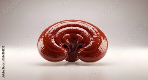 Abstract red orb with swirling patterns and reflective surface