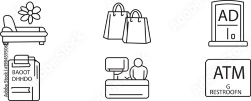 Doodle set hand drawn icons depicting various public and personal objects