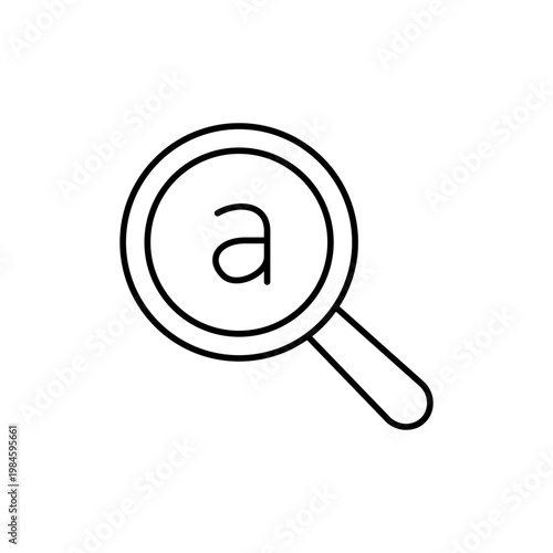 虫眼鏡と文字のマークを用いて、解読を表現したアイコン