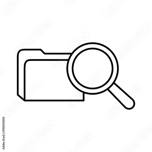 虫眼鏡とフォルダのマークを用いて、ファイル検索を表現したアイコン