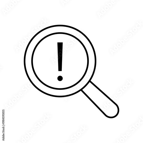 虫眼鏡と警告のマークを用いて、リスクチェックを表現したアイコン