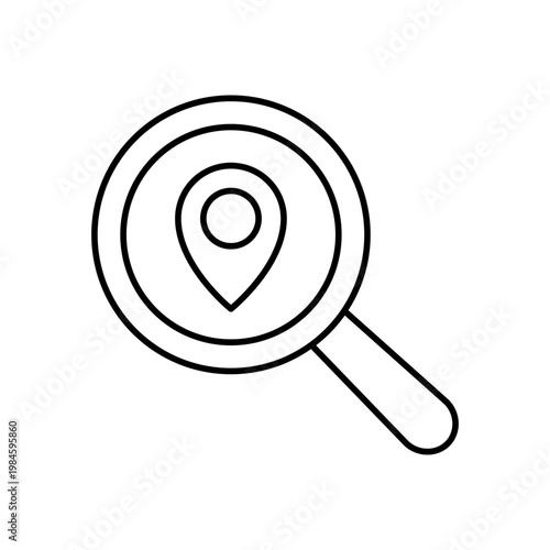 虫眼鏡とピンのマークを用いて、位置情報検索を表現したアイコン