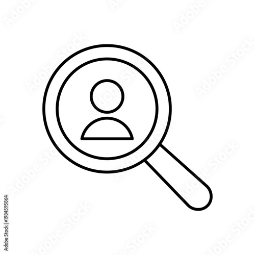 虫眼鏡と人のマークを用いて、人物検索を表現したアイコン