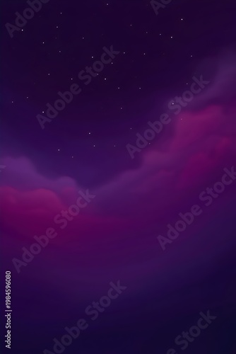 Purple starry night sky with magical galaxy clouds background