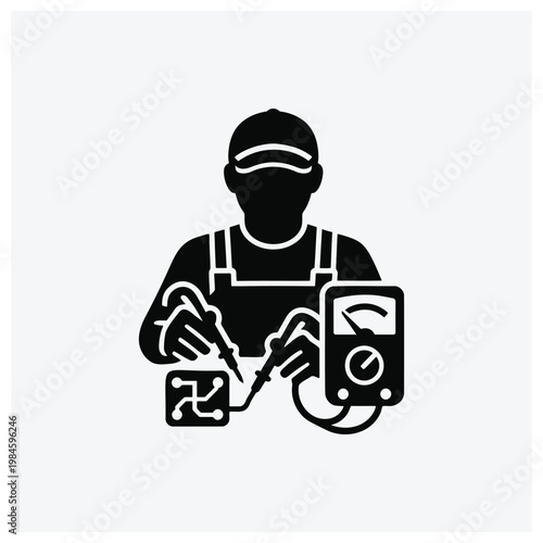 Electrician testing circuit with multimeter