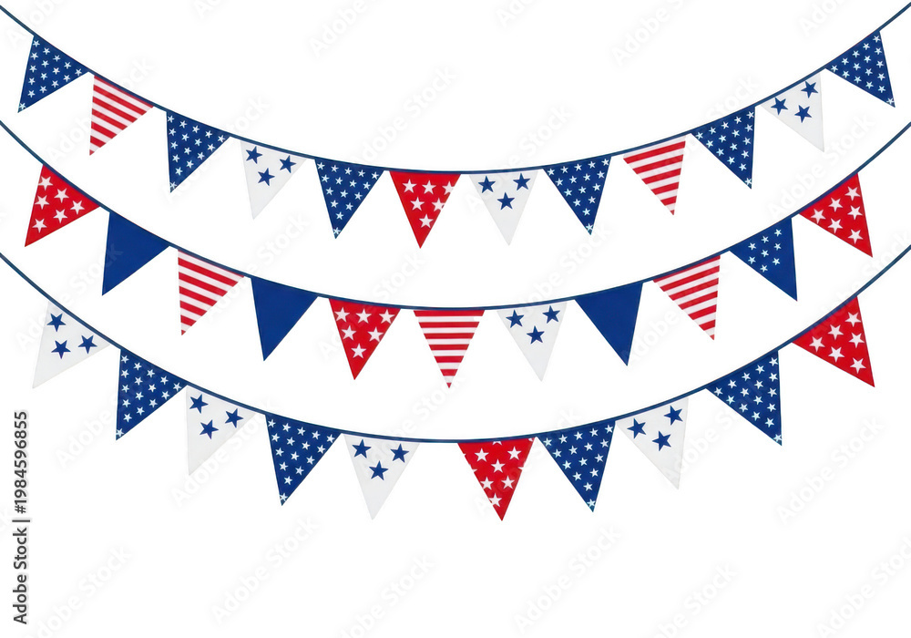 Fototapeta premium Patriotic bunting for holiday celebration with american flag patterns.