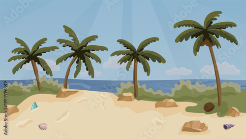 Tropical Beach 2D Game Background