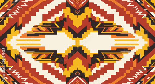 vibrant southwestern tribal geometric textile pattern on woven fabric