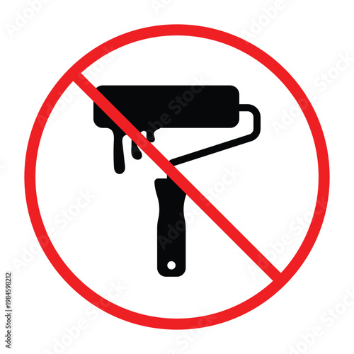 No Hand Holding Paint Roller with Fresh Paint Wall Renovation Design Vector Illustration