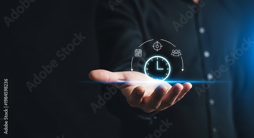 Time management and business strategy concept with focus on saving working time to reduce costs, 