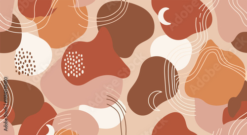 earth tone abstract pattern with organic shapes and curved lines