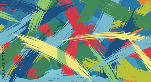 abstract painting with colorful brushstrokes and vibrant palette on canvas