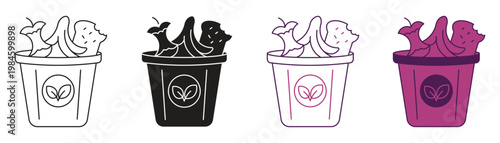 Food waste icon set, vector illustration.
