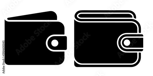 Wallet silhouettes in open and closed positions representing finance, money storage and personal accessories