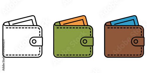 Wallet silhouettes in open and closed positions representing finance, money storage and personal accessories