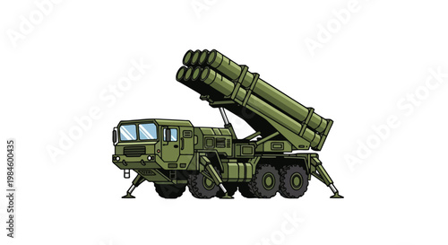 Heavy duty military mobile missile launcher on a robust truck chassis prepared for defense operations.