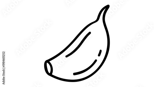 Minimalist garlic clove line icon vector illustration, featuring a clean black outline of a fresh garlic segment. Scalable graphic design for cooking, food, kitchen, and healthy eating themes.