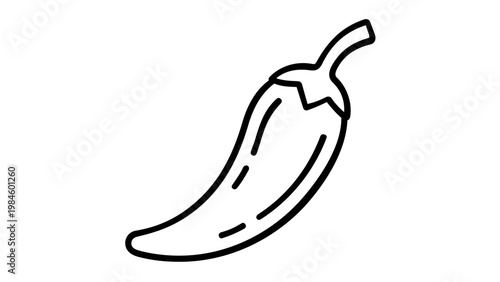 Minimalist Chili Pepper Vector Icon Illustration - Scalable Black and White Line Art of a Spicy Hot Pepper Vegetable for Food, Cooking, and Culinary Design Projects, AI-Generated Graphic.