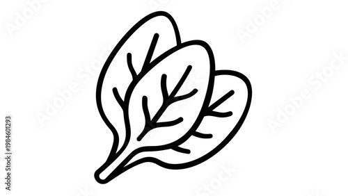 Minimalist spinach leaf vector icon illustration, fresh green leafy vegetable line art for healthy food design, scalable flat graphic for organic cooking and nutrition, AI-generated vector.