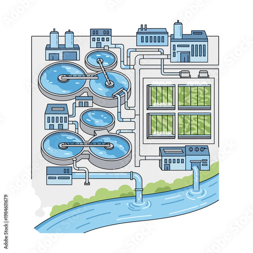 Industrial Water Treatment Plant Diagram: Purification, Filtration, and Wastewater Processing