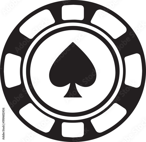 A poker chip design with an ace of spades, classic gambling symbol.