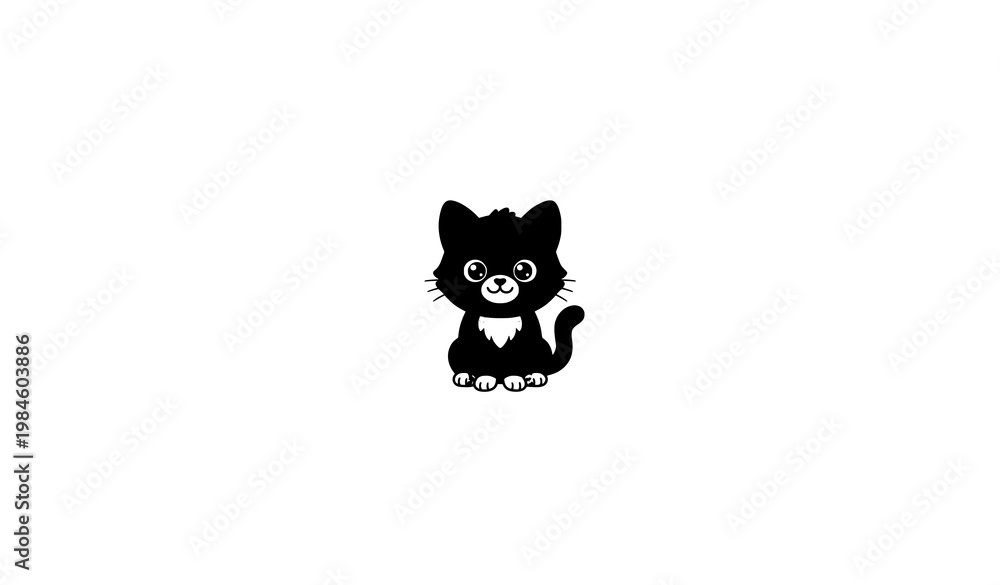 Fototapeta premium Cute ginger kitten sitting in playful cartoon vector illustration isolated on white background