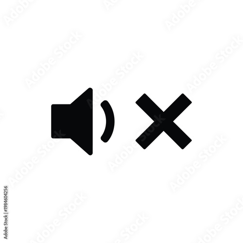 Foto Mute sound icon in flat style