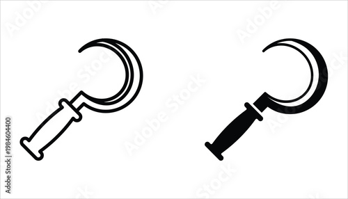 Sickle icon set. Gardening equipment. Vector illustration for web design. Isolated on white background.