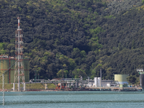 Detail of lng terminal in the gulf of la spezia,italy