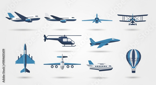 Collection of diverse aircraft and aviation vehicles.